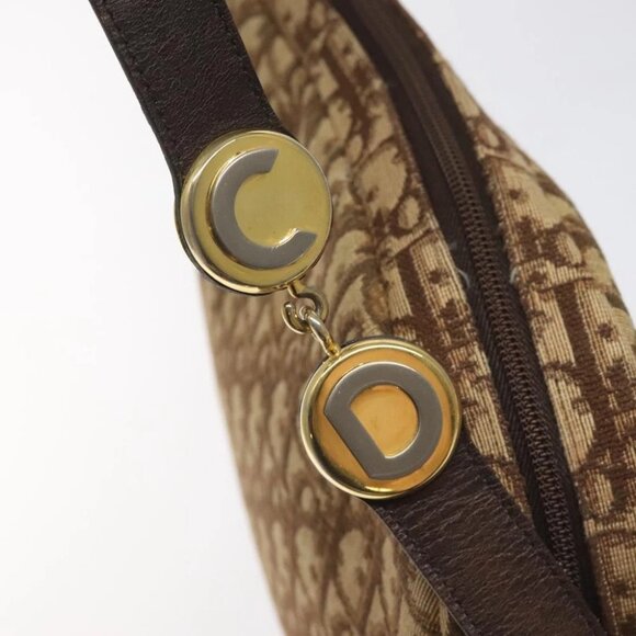 Christian Dior Trotter Canvas Shoulder Bag Brown Gold Auth yk17509 - Picture 10 of 15